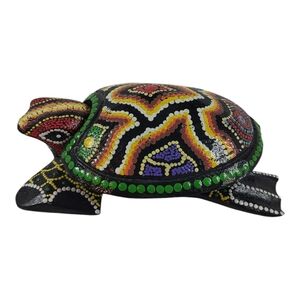 Balinese Wood Painted Turtle Trinket Box Ashtray